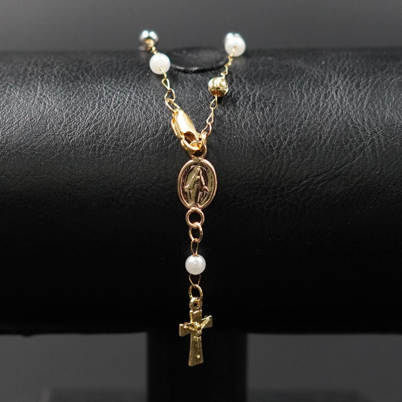 Miniatura 2 de Denario Virgen perlitas y 3 oros